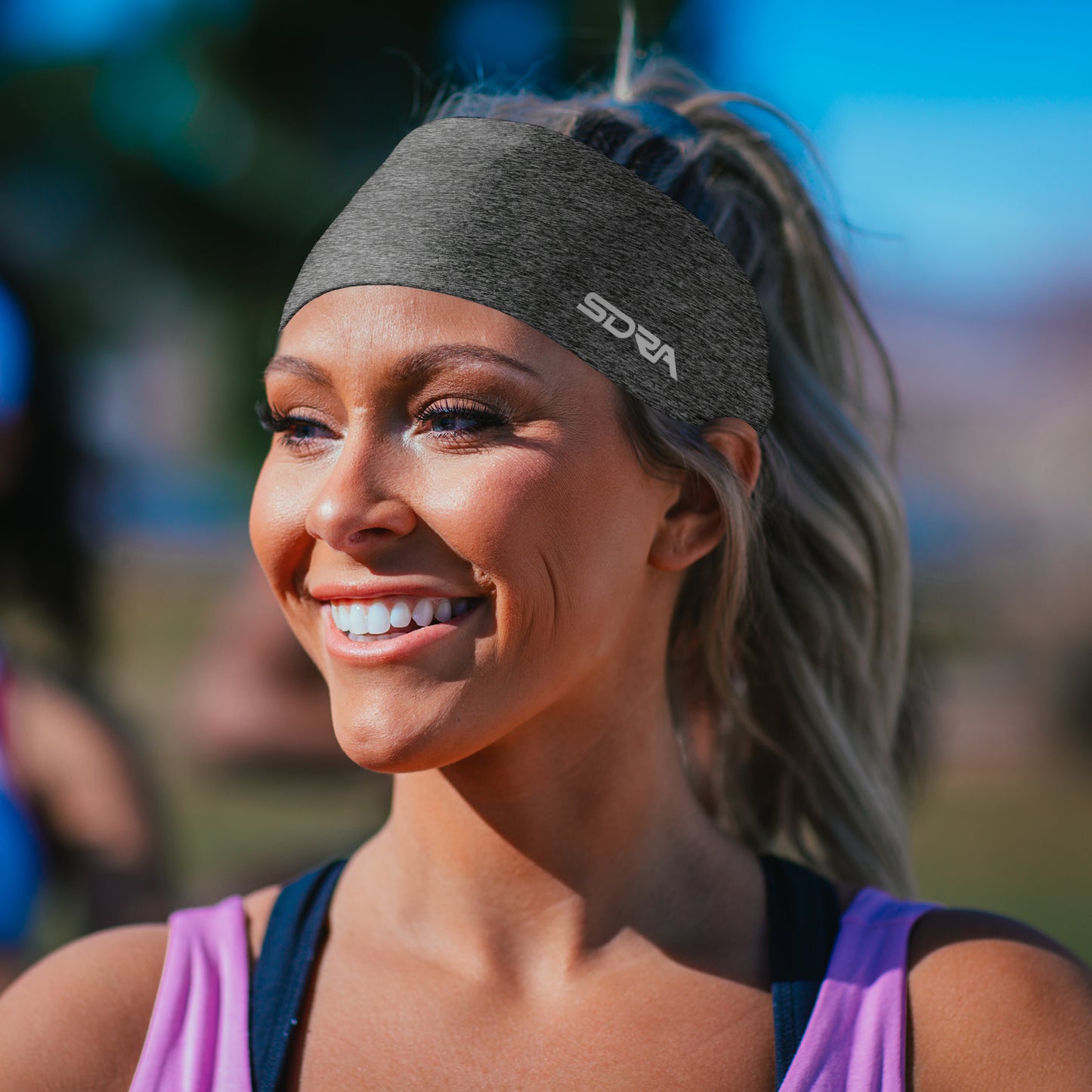 Dark Static Gray Tapered Non-Slip Headband