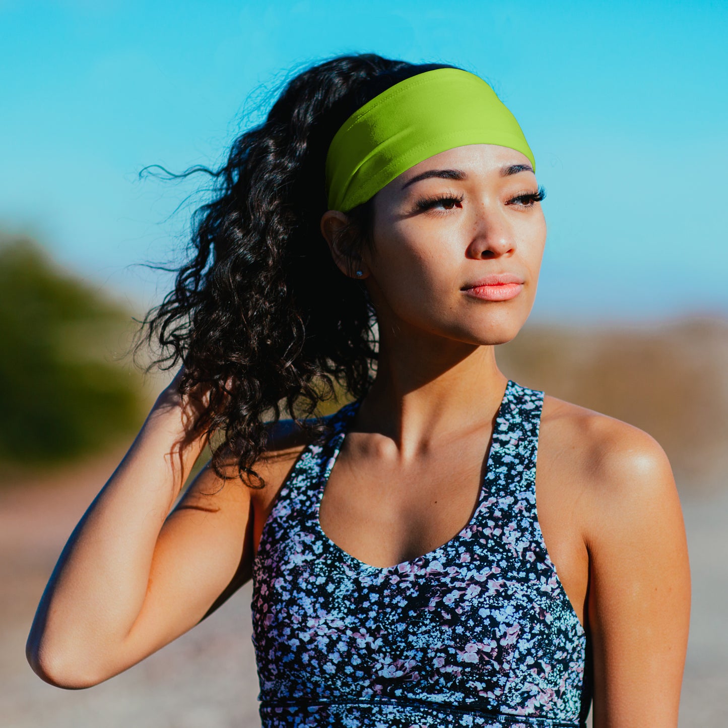 Neon Green Headband (3.5" Tapered)