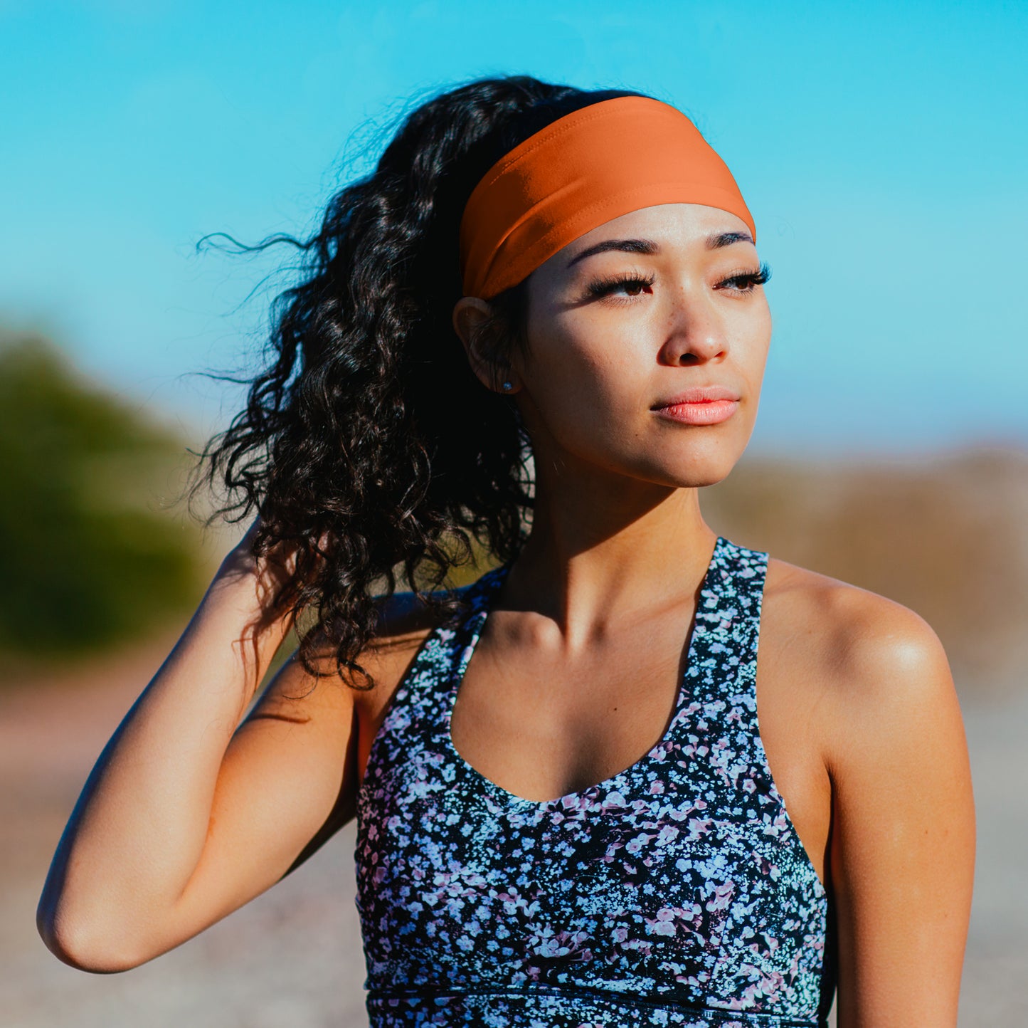 Suddora Orange Wide Tapered Non-Slip Headband