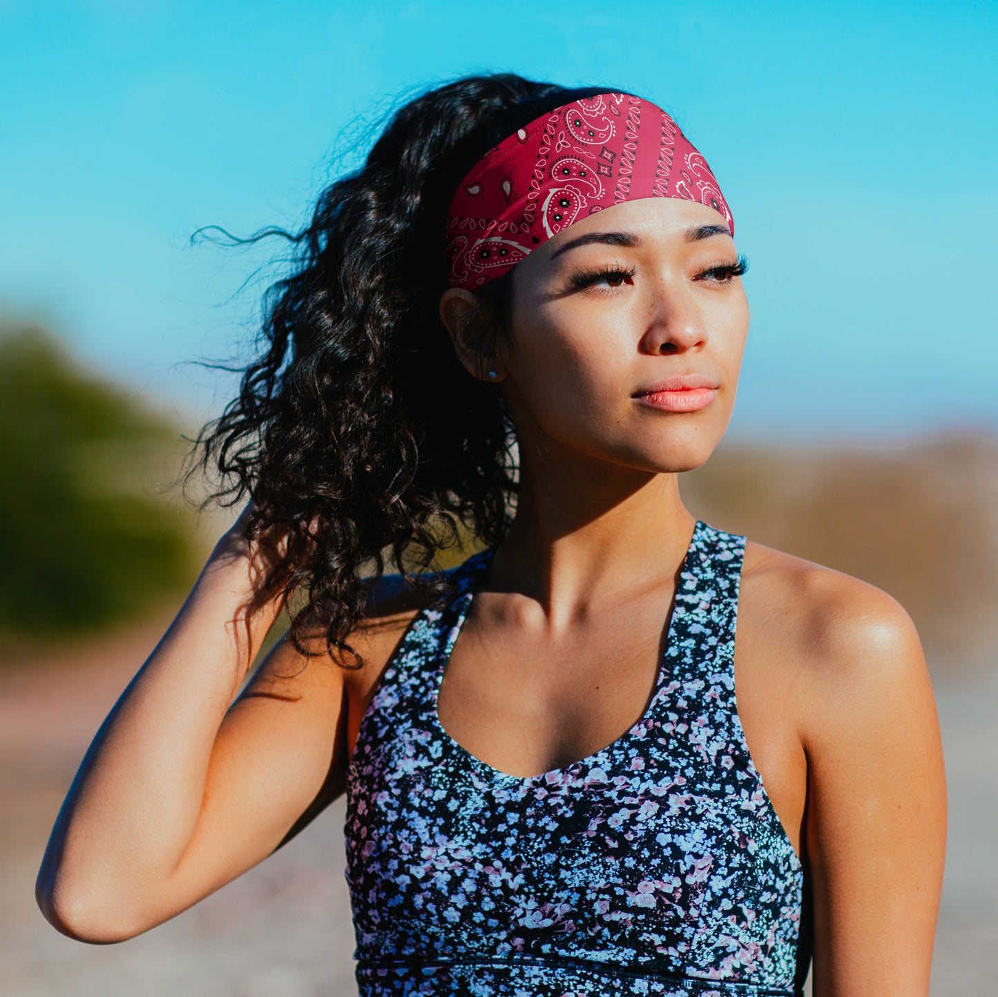 Red Paisley Bandana Tapered Headband