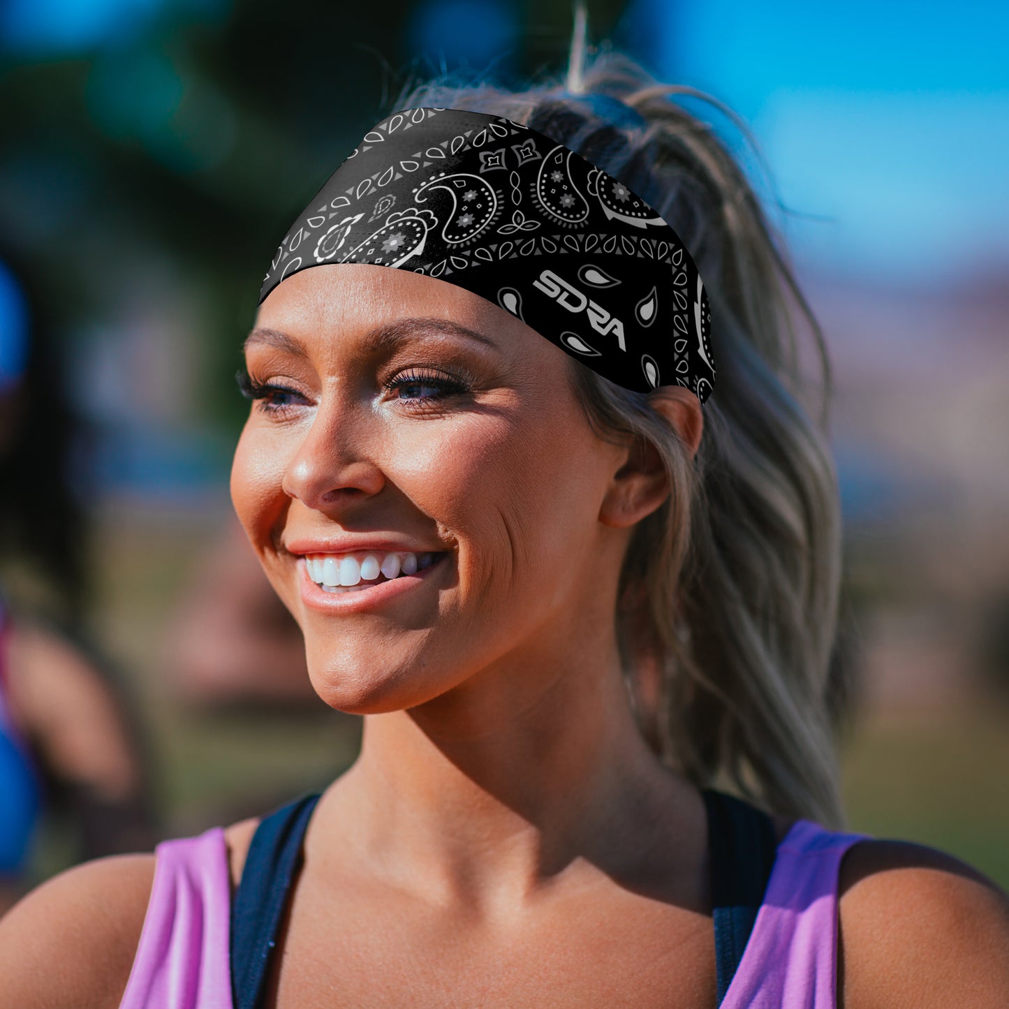 Black Paisley Bandana Tapered Headband