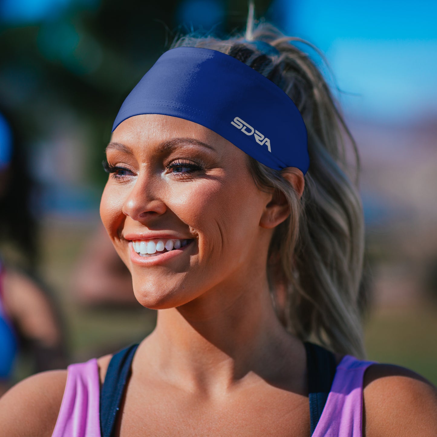 Blue Tapered Non-Slip Headband