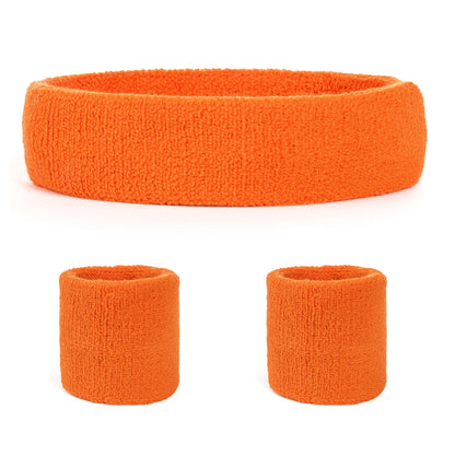 Suddora Sweatband Set (1 Headband & 2 Wristbands) - Orange