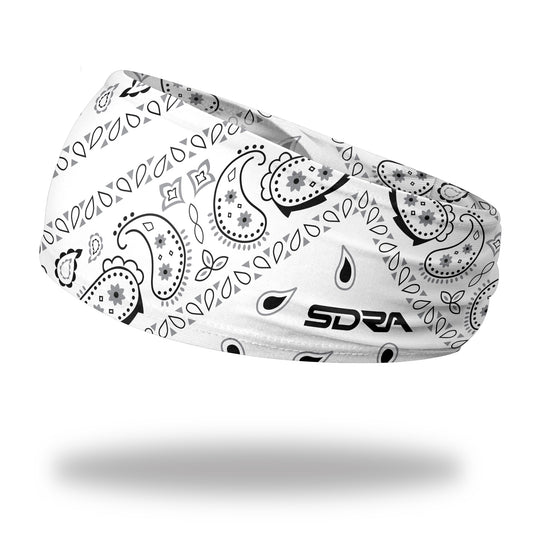 White Paisley Bandana Tapered Headband