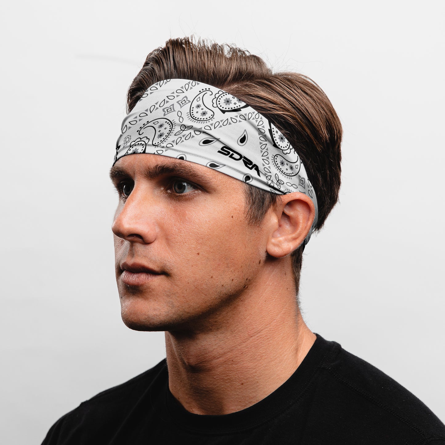 White Paisley Bandana Tapered Headband