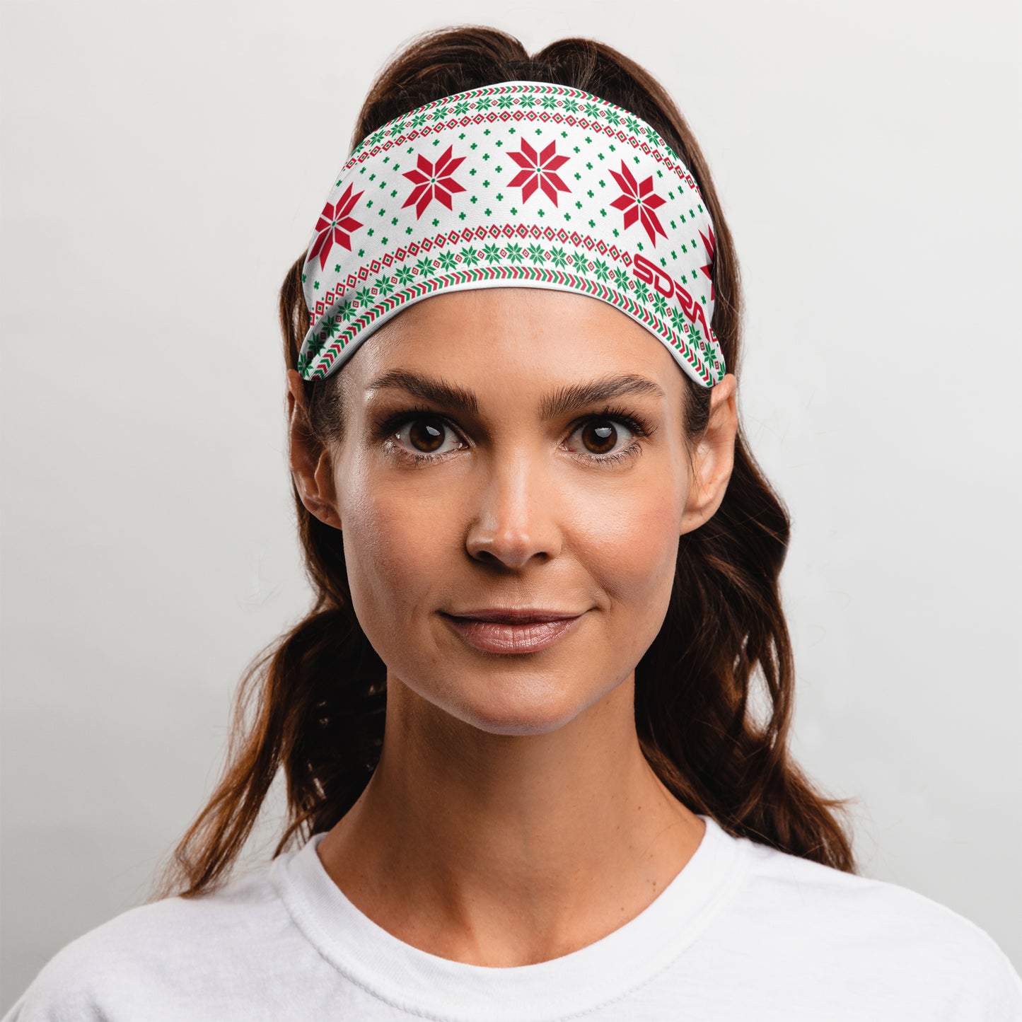 White Holiday Sweater Headband (3.5" Tapered)