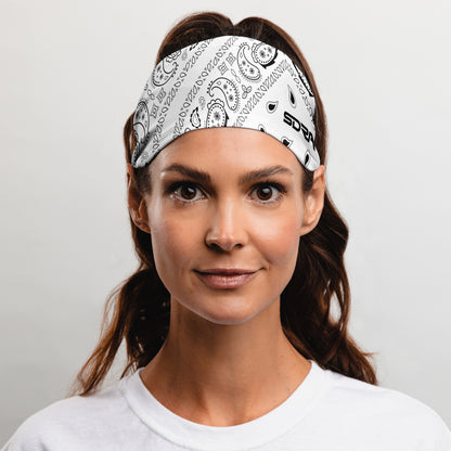 White Paisley Bandana Tapered Headband