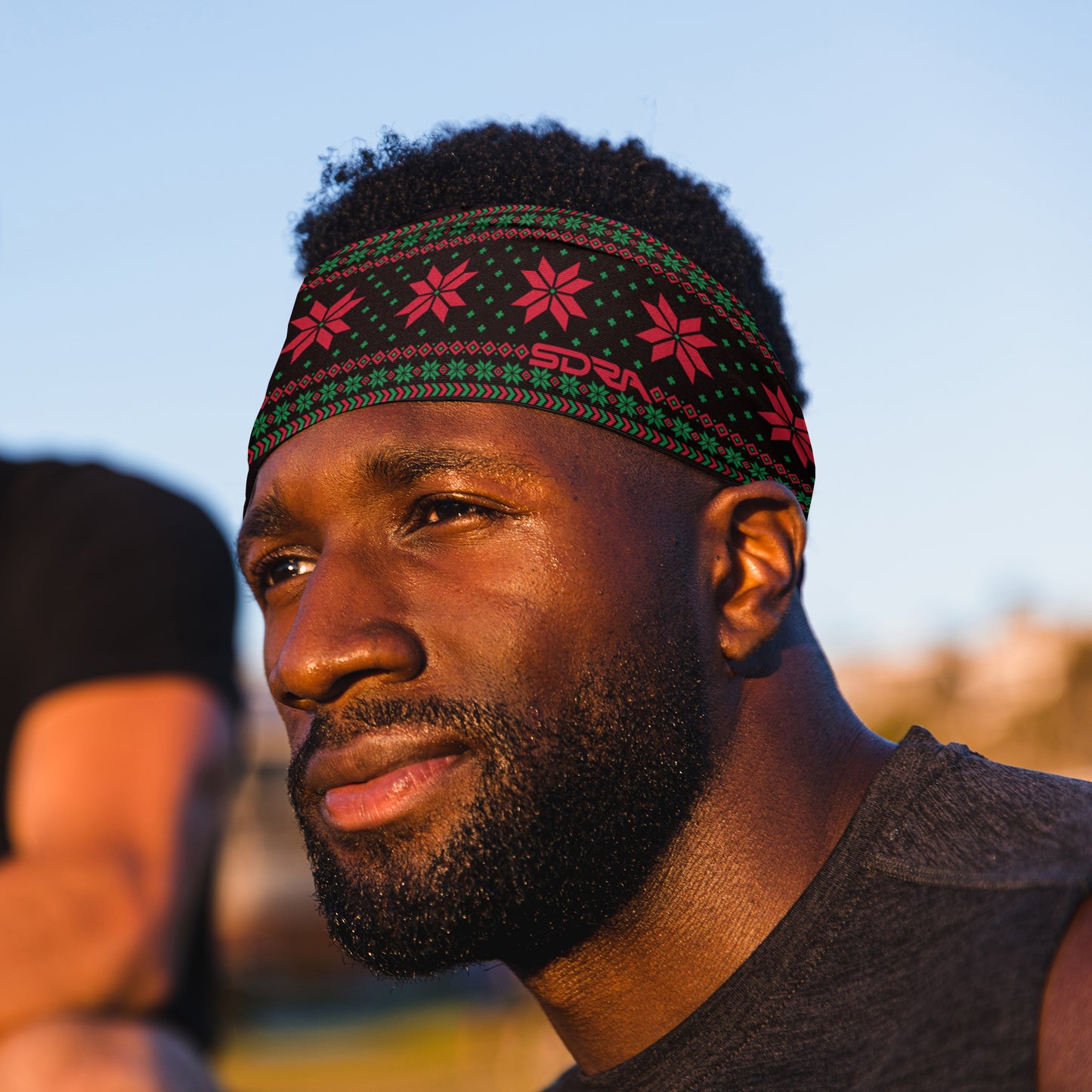 Black Holiday Sweater Headband (3.5" Tapered)