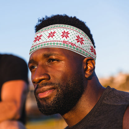 White Holiday Sweater Headband (3.5" Tapered)