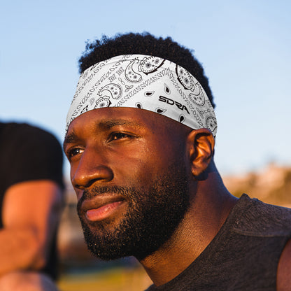 White Paisley Bandana Tapered Headband