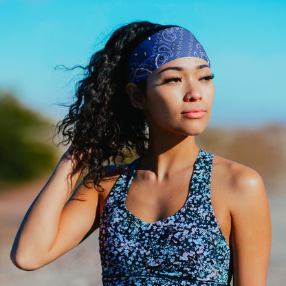 Blue Paisley Bandana Tapered Headband