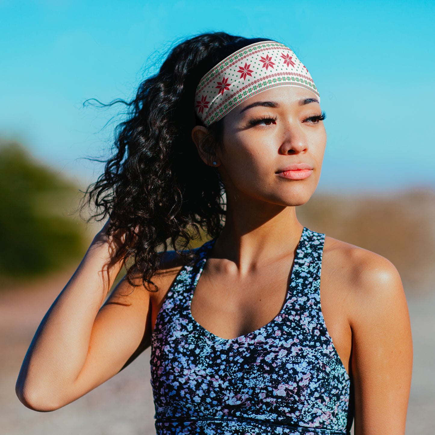 White Holiday Sweater Headband (3.5" Tapered)