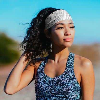 White Paisley Bandana Tapered Headband