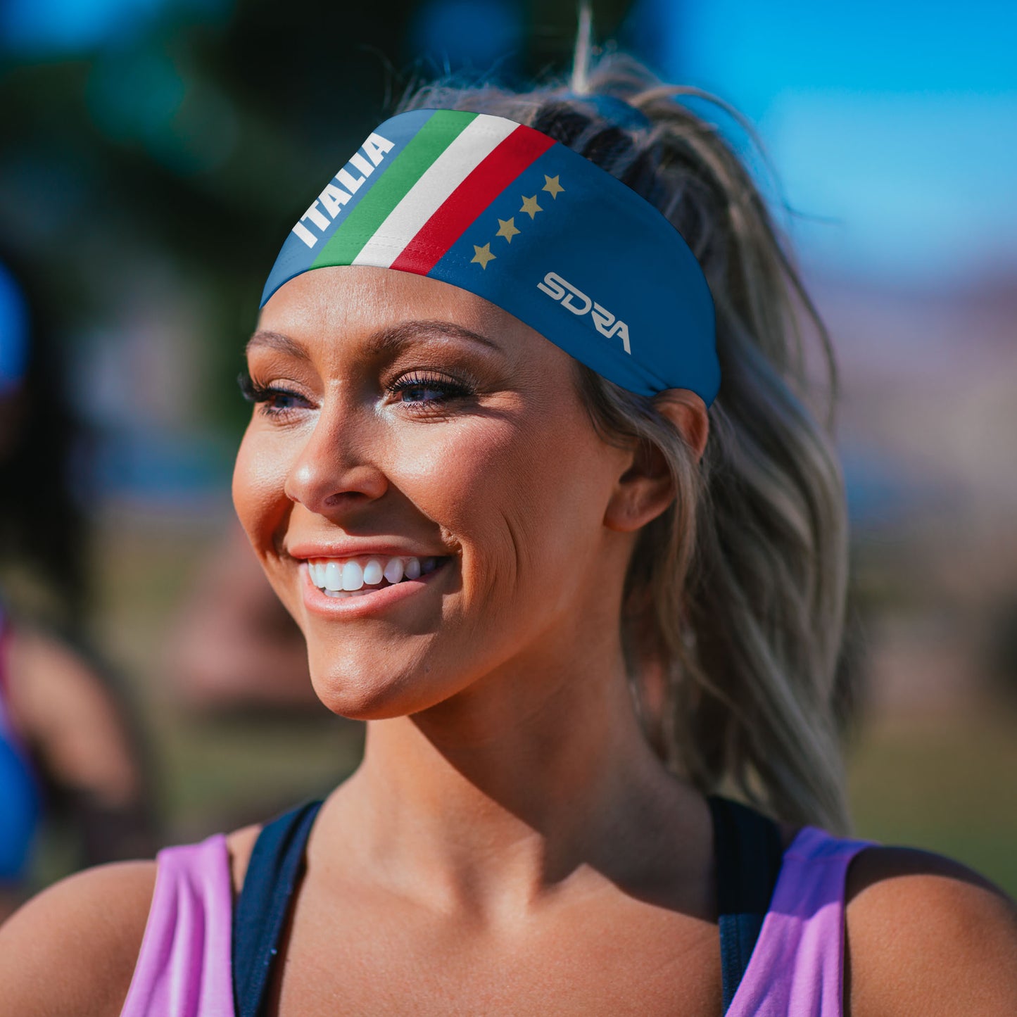 Italia Blue Tapered Headband (3.5" Tapered)