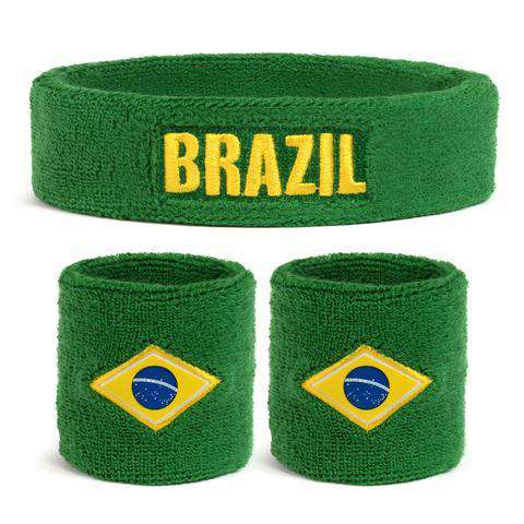 Suddora Brazil Sweatband Set (1 Headband & 2 Wristbands)