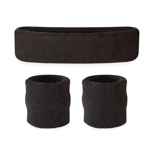 Suddora Kids Sweatband Set (1 Headband & 2 Wristbands) - Black