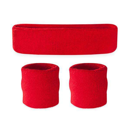 Suddora Kids Sweatband Set (1 Headband & 2 Wristbands) - Red