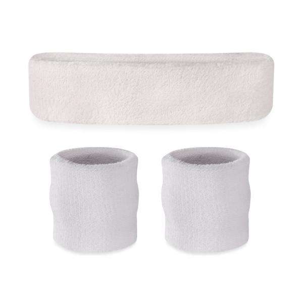 Suddora Kids Sweatband Set (1 Headband & 2 Wristbands) - White