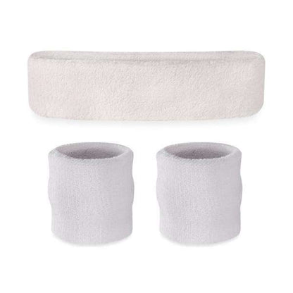 Suddora Kids Sweatband Set (1 Headband & 2 Wristbands) - White