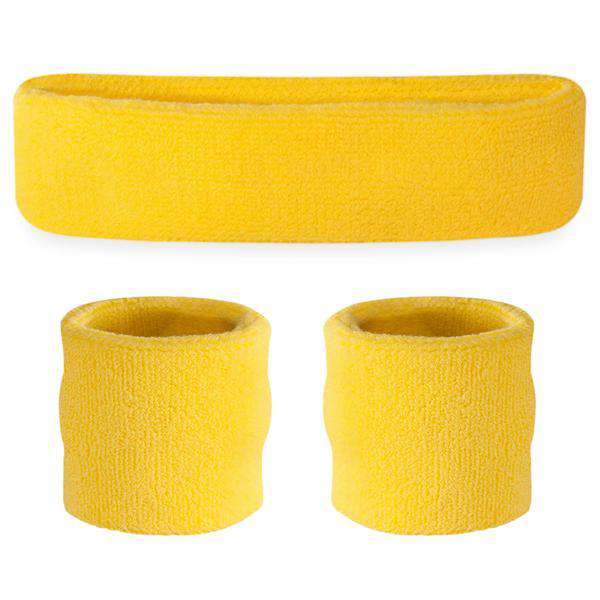 Suddora Kids Sweatband Set (1 Headband & 2 Wristbands) - Neon Yellow