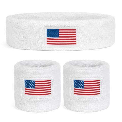 Suddora USA Sweatband Set (1 Headband & 2 Wristbands)