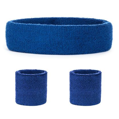 Suddora Sweatband Set (1 Headband & 2 Wristbands) - Blue