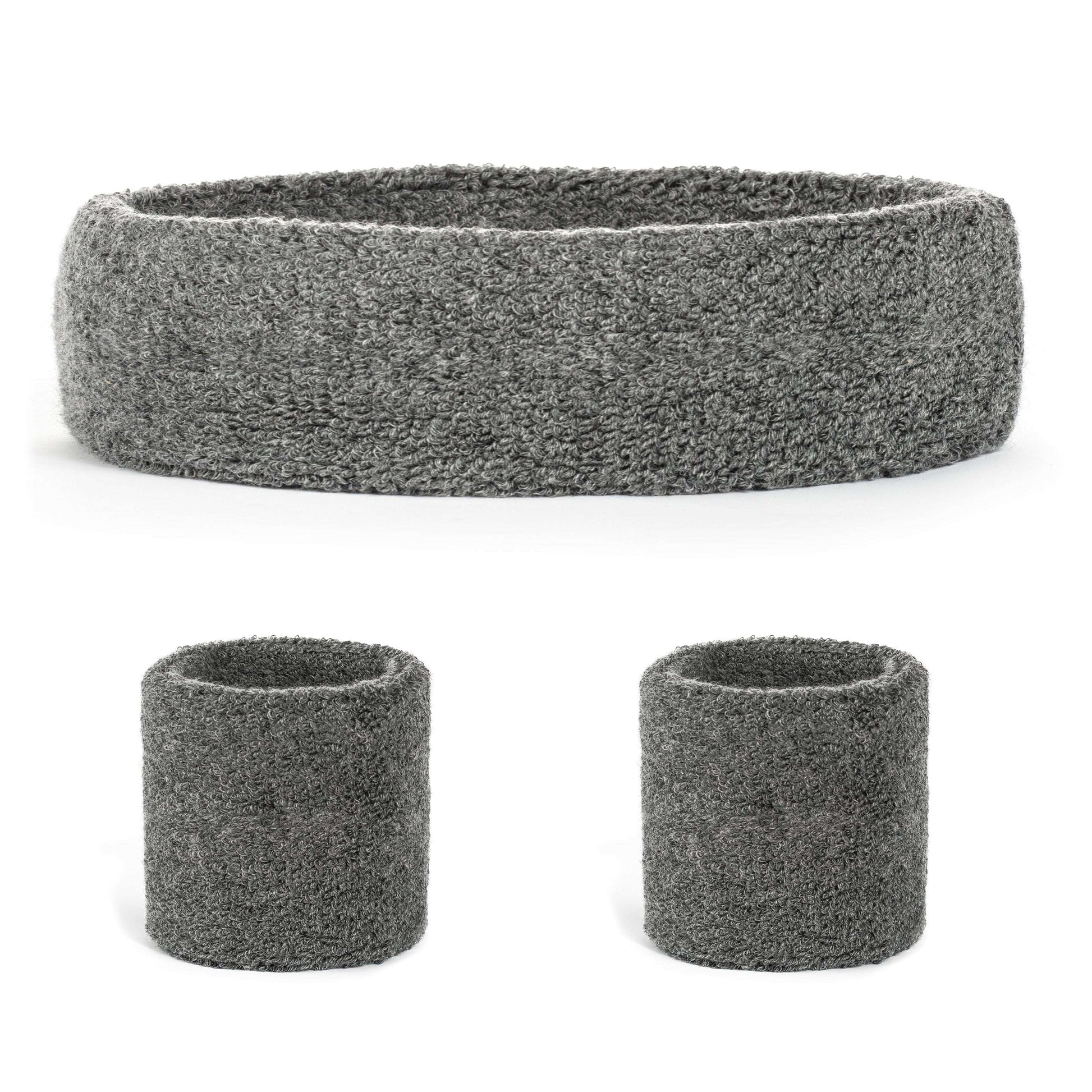 Suddora Sweatband Set (1 Headband & 2 Wristbands) - Grey