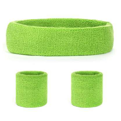 Suddora Sweatband Set (1 Headband & 2 Wristbands) - Neon Green