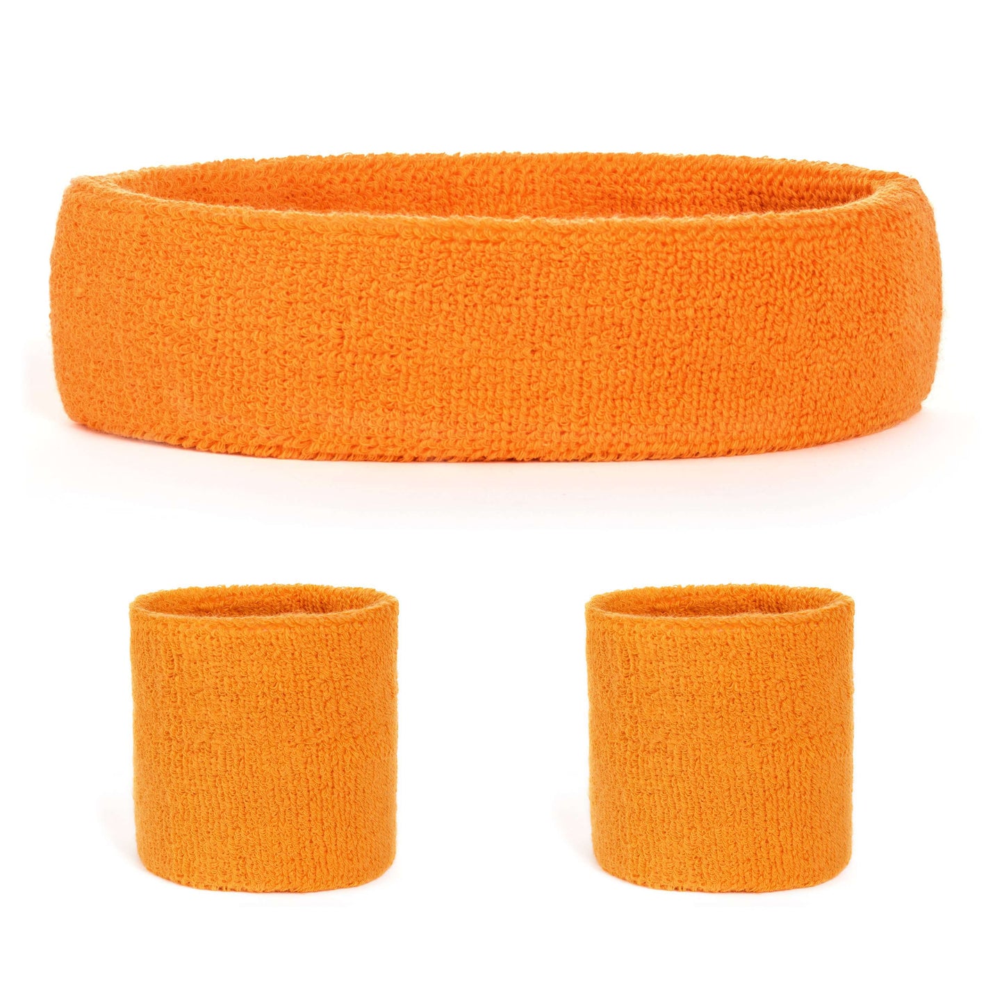 Suddora Sweatband Set (1 Headband & 2 Wristbands) - Neon Orange