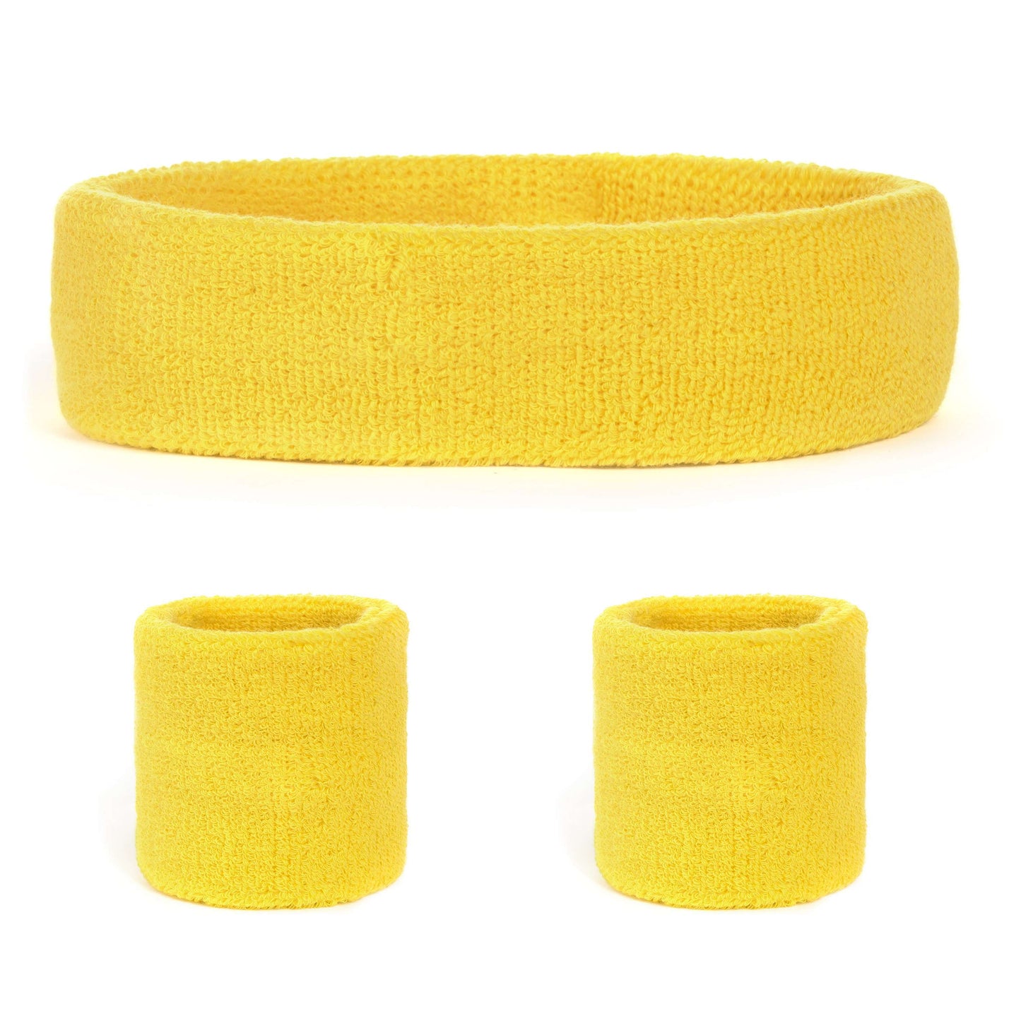 Suddora Sweatband Set (1 Headband & 2 Wristbands) - Neon Yellow