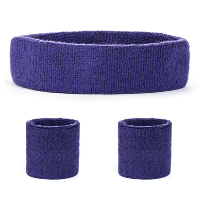 Suddora Sweatband Set (1 Headband & 2 Wristbands) - Purple