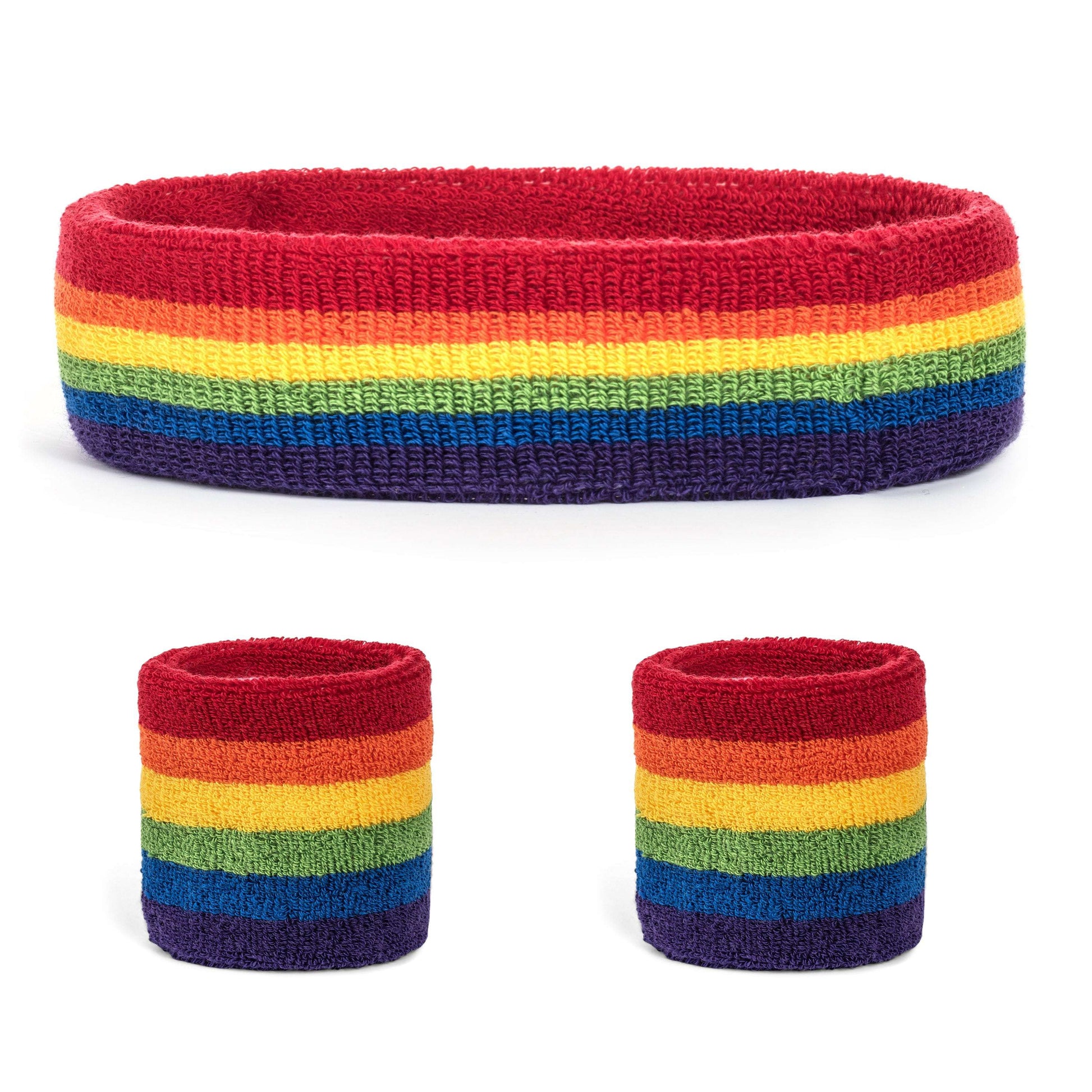 Rainbow Sweatband Set - Gay Pride / LGBTQ Headbands & Wrist Sweatbands –