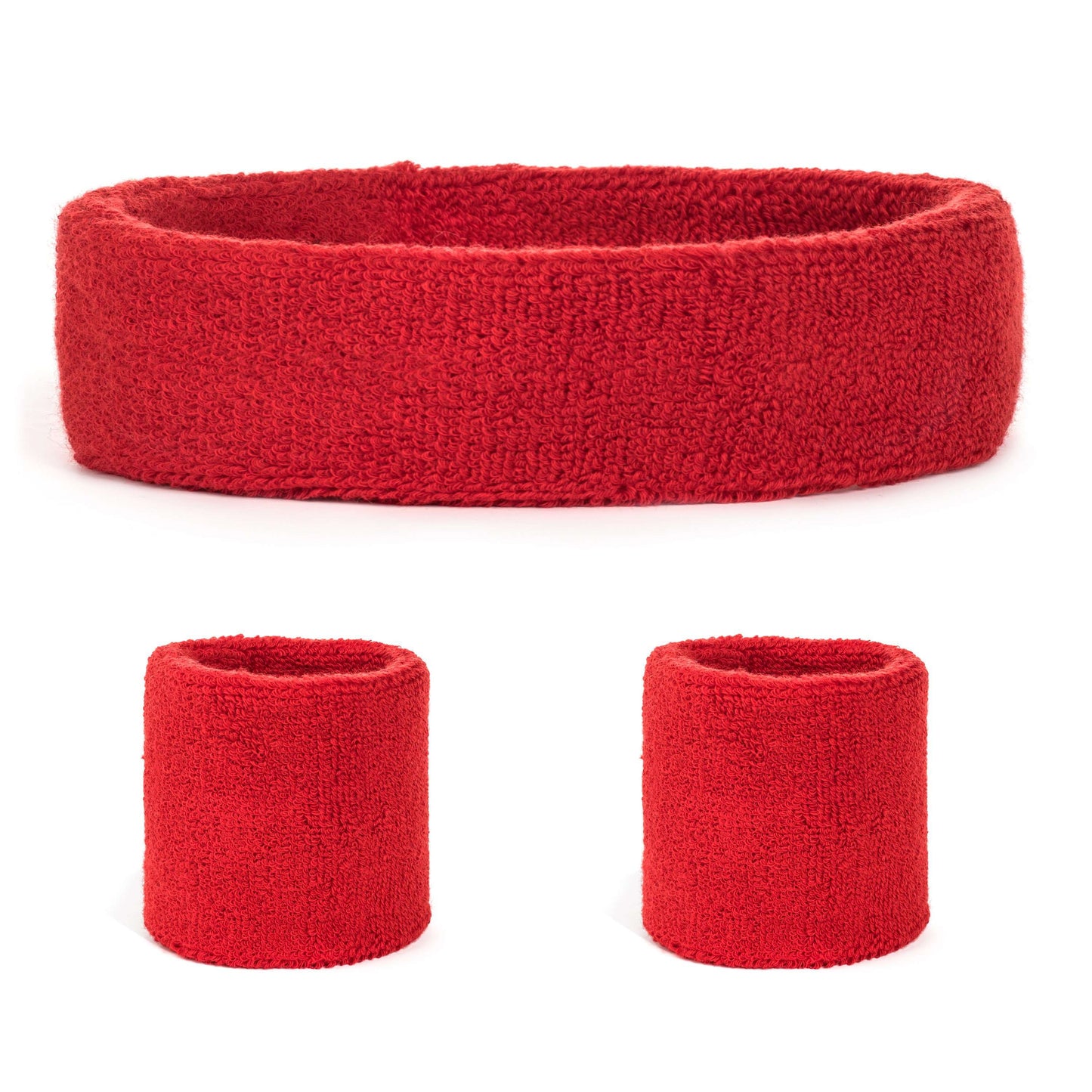 Suddora Sweatband Set (1 Headband & 2 Wristbands) - Red