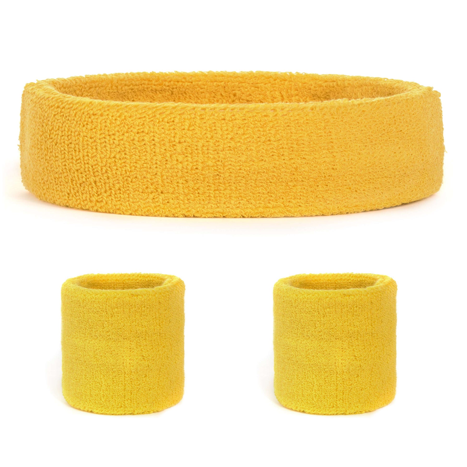 Suddora Sweatband Set (1 Headband & 2 Wristbands) - Yellow